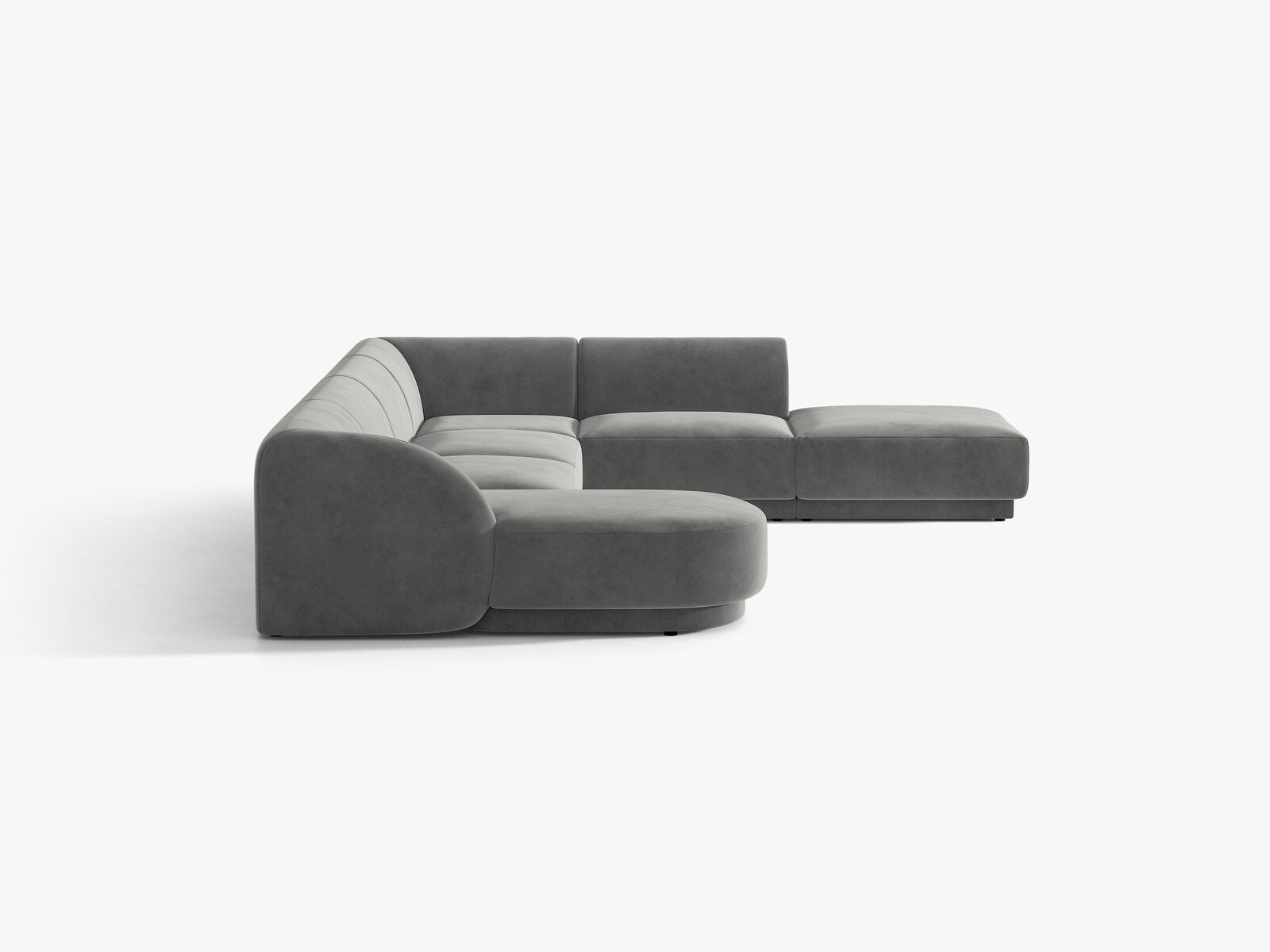 Micadoni Panorama-Ecksofa Miley 6-Sitzer Samt Venus Hellgrau Rechts