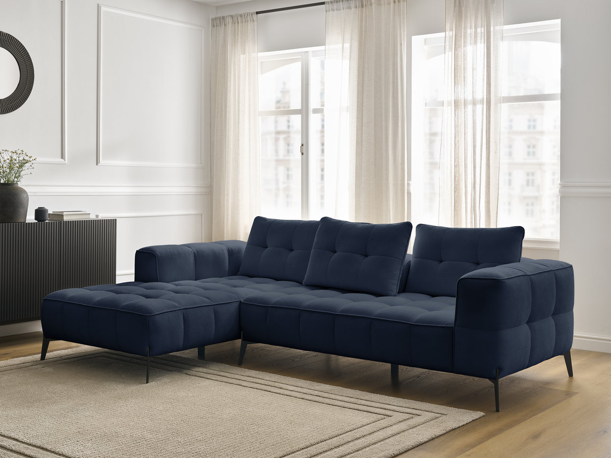 Bobochic Anis Ecksofa Strukturstoff Blau Ecke links