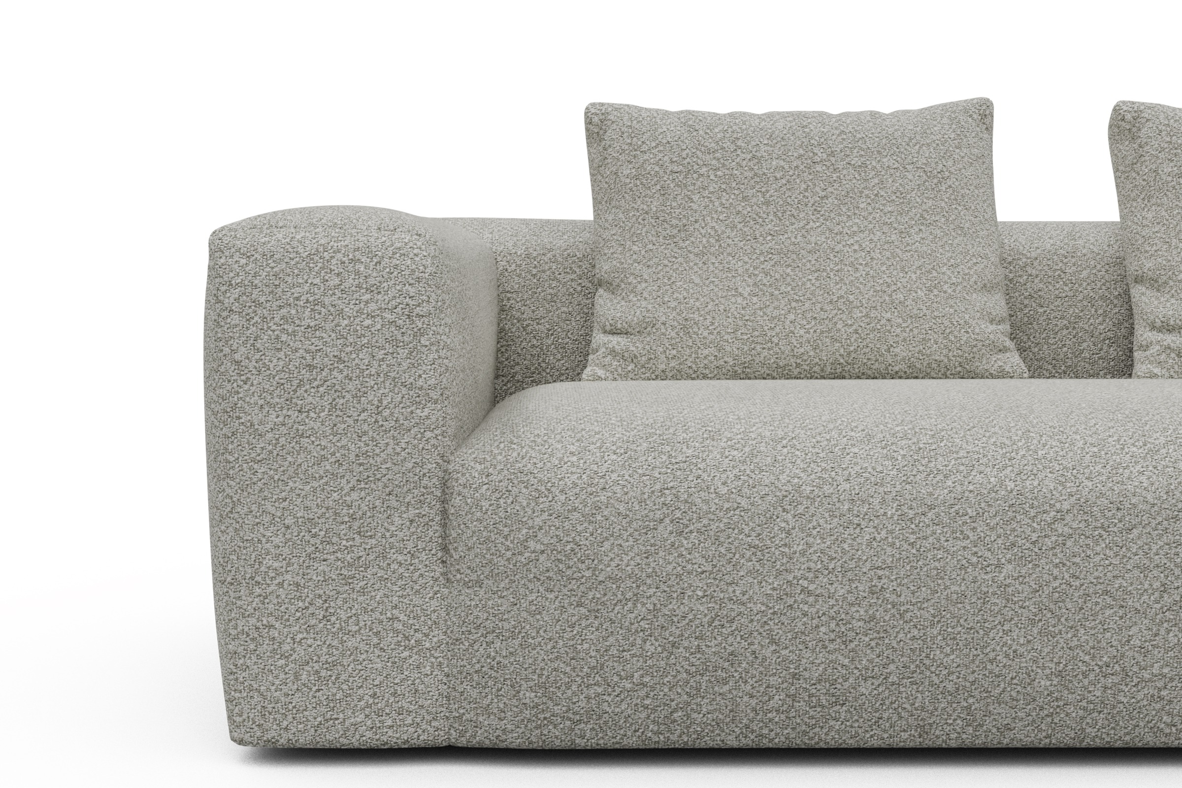 Wohnlandschaft Fred Chaiselongue rechts mit 2-Sitzer und lange Armlehne links Vanora-Warm-Sand