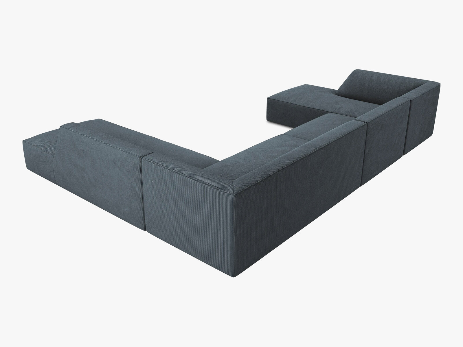 Micadoni Panorama-Ecksofa Ruby 7-Sitzer Rechts Kord Scala Blau