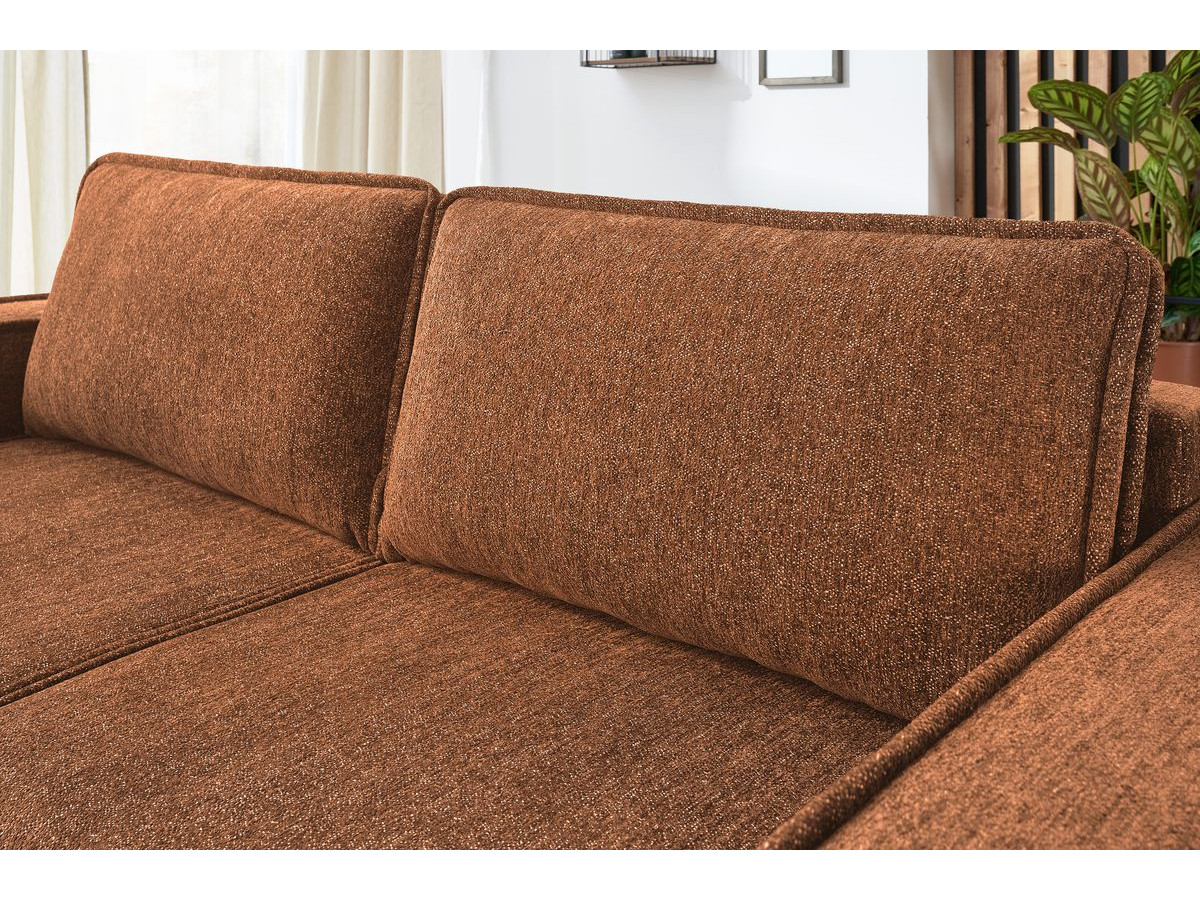 Bobochic Emile Schlafsofa 3-Sitzer mit Bettkasten Melange-Stoff Orange