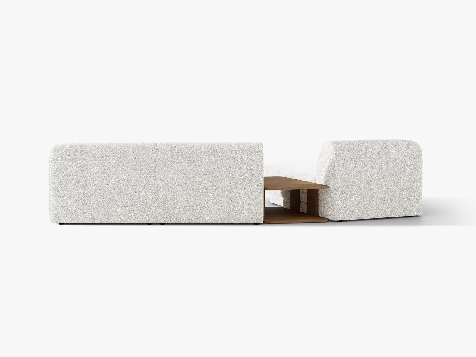 Micadoni Modulares Sofa Miley mit Recamiere 3-Sitzer Links Boucle Baloo Weiß