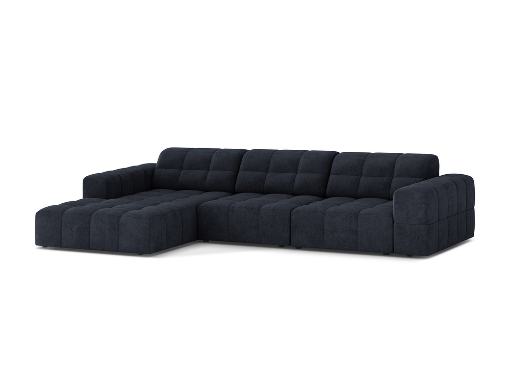 Cosmopolitan Design Ecksofa Chicago 4-Sitzer Chenille Eden Marineblau Links