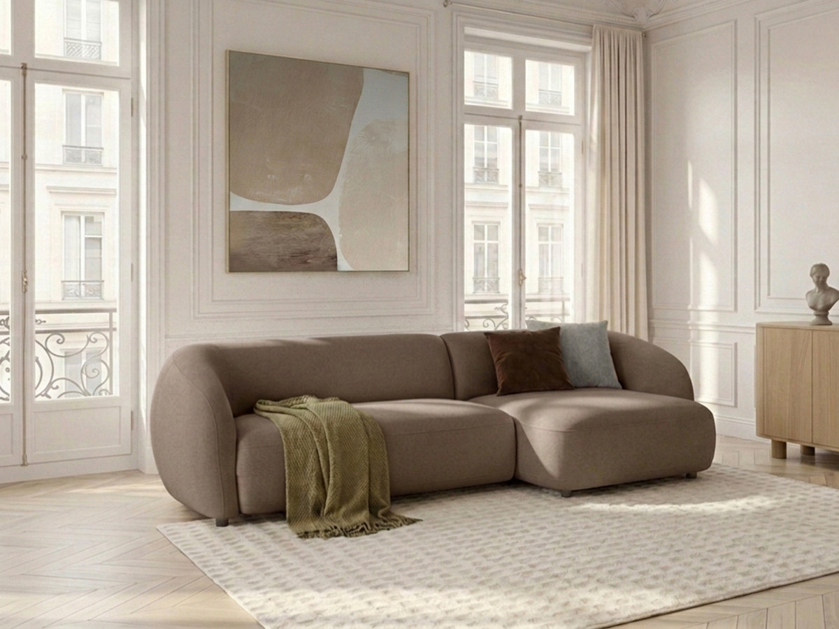 Bobochic Halo Ecksofa mit Schlaffunktion Stoff Taupe Ecke rechts