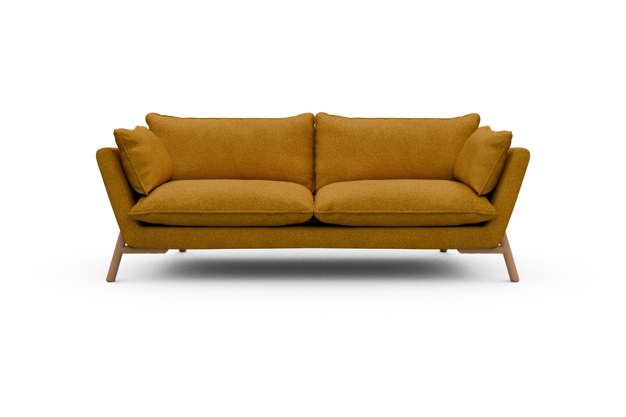 Skandi Home Sofa Emil PREMIUM 3-Sitzer Beinfarbe Eiche Natur Boucle-Ochre moebelfaktor
