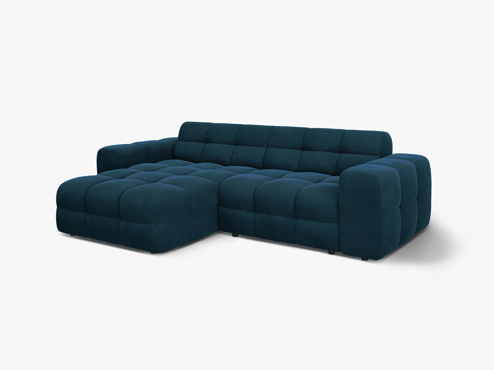 Micadoni Ecksofa Kendal 4-Sitzer Links Samt Magic Velvet Marineblau