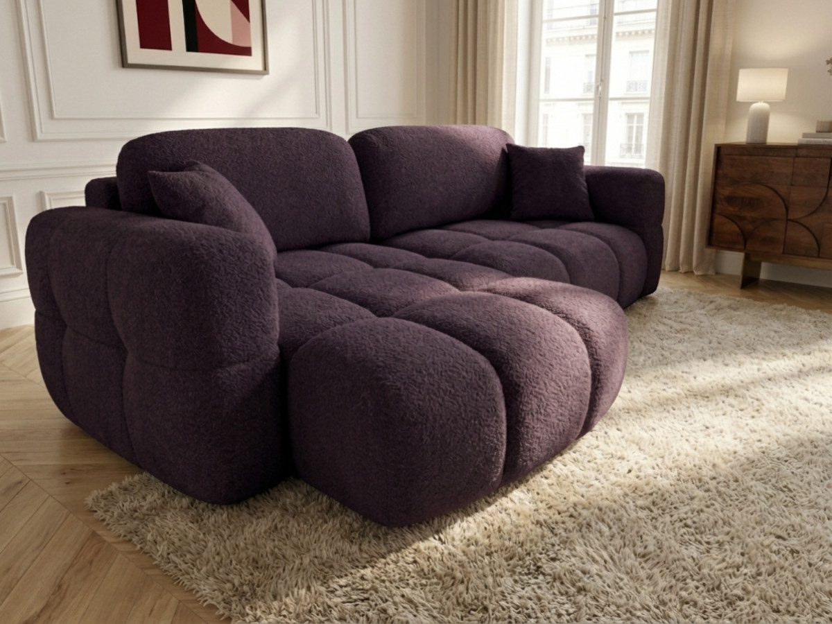 Bobochic Madison Ecksofa mit Schlaffunktion und Bettkasten Stoff Violett
