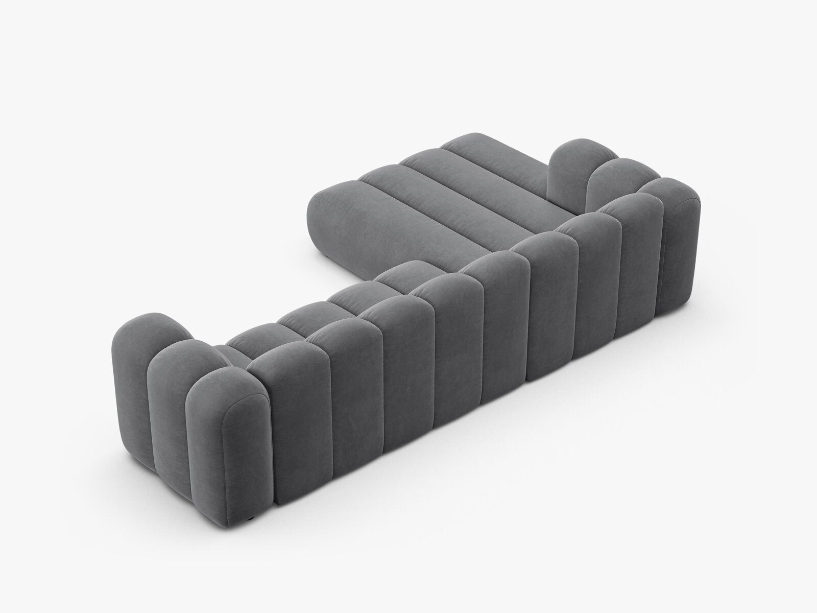 Micadoni Modulares Ecksofa Lupine 4-Sitzer Links Samt Salvador Grau