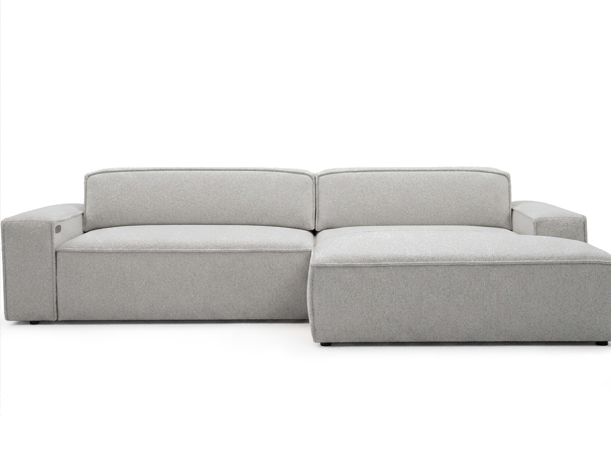 Bobochic Abel Ecksofa mit Schlaffunktion Melange-Stoff Grau Ecke rechts