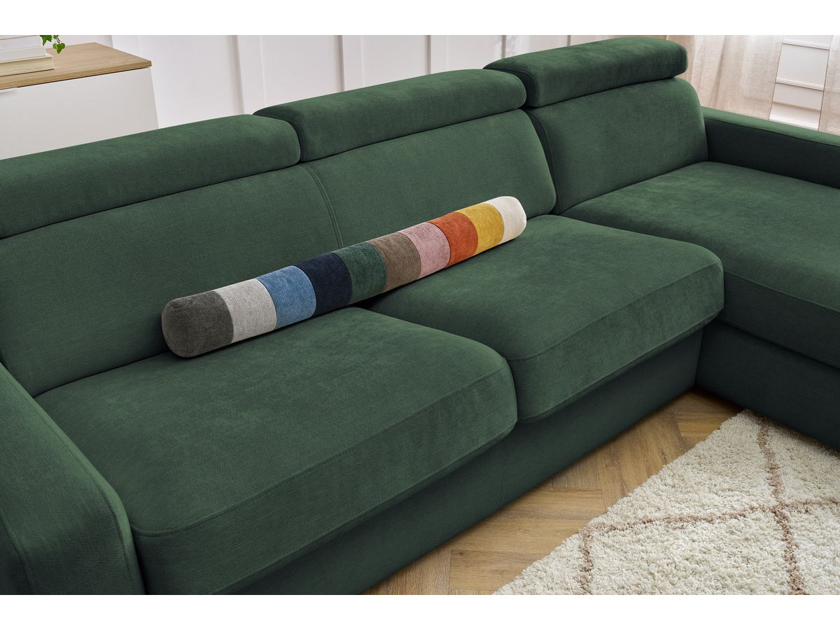 Bobochic Monaco Ecksofa mit Schlaffunktion und Bettkasten Stoff Grün, Liegefläche 140 × 190 cm