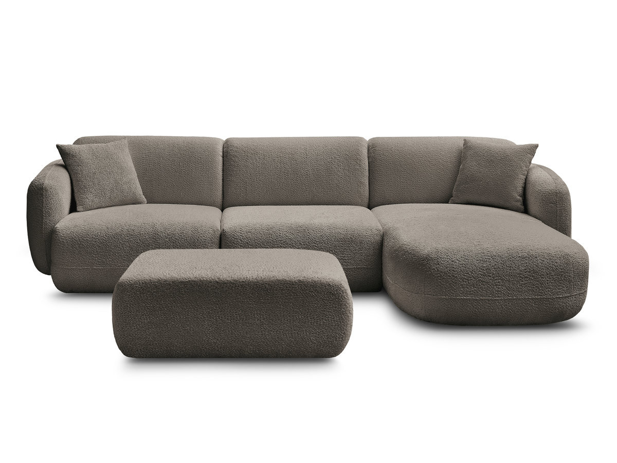 Bobochic Anda Ecksofa mit Pouf 292 × 163 cm Chenille Taupe Ecke rechts