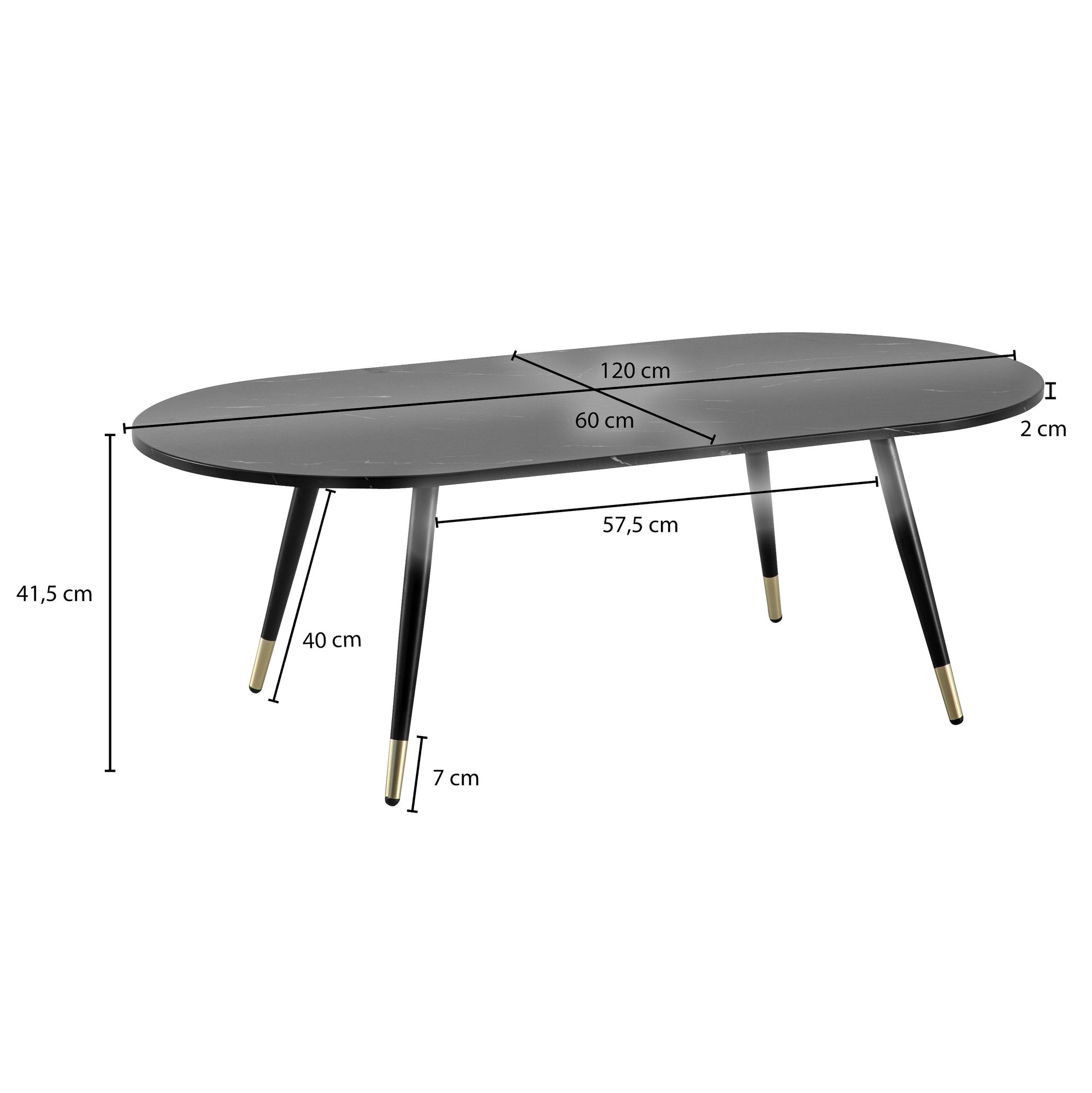 Couchtisch Ringstad Marmoroptik Schwarz 120 × 60 × 41,5 cm