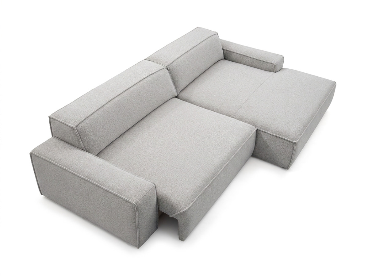 Bobochic Abel Ecksofa mit Schlaffunktion Melange-Stoff Grau Ecke rechts