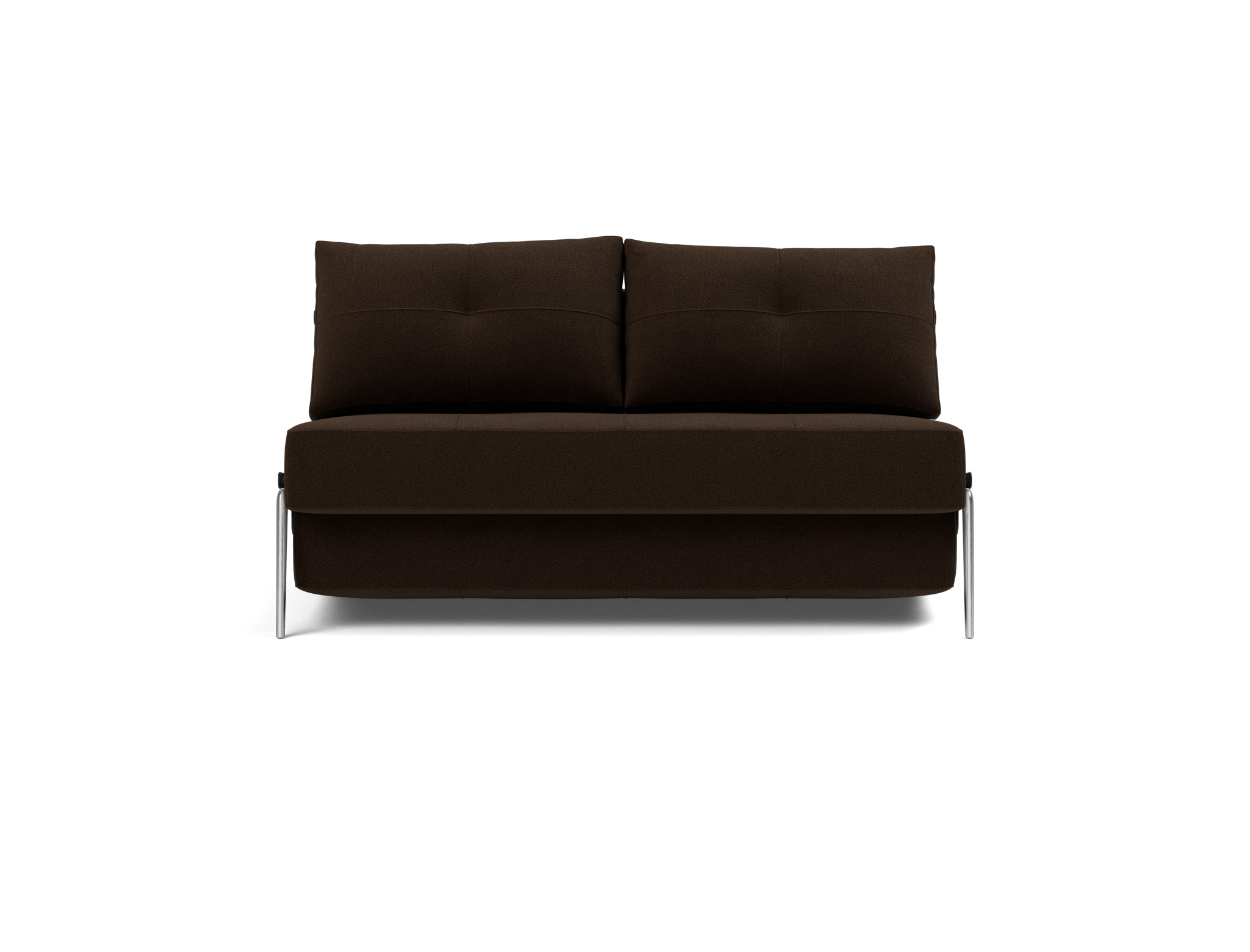 Schlafsofa Cubed 140 Strukturierter Stoff Taura 358-Chocco Beine Aluminium