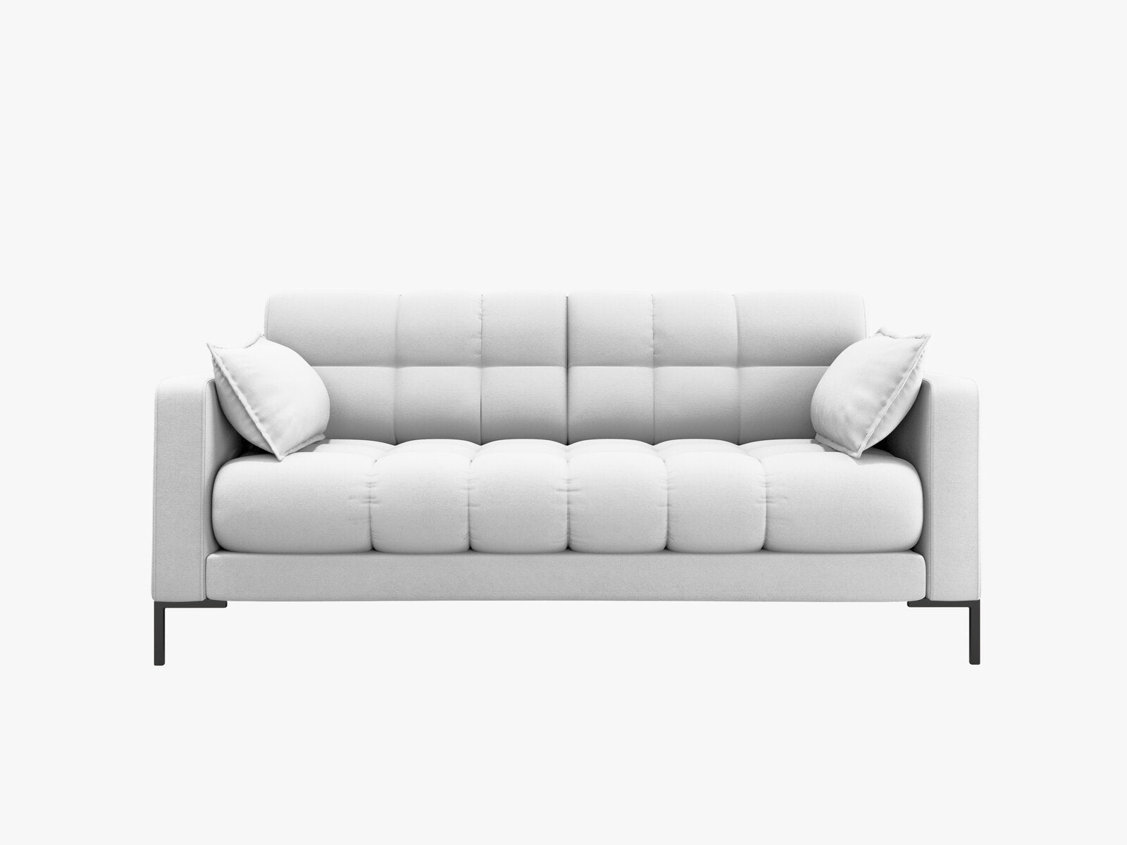 Micadoni Sofa Mamaia 2-Sitzer Strukturierter Stoff Neve Hellgrau schwarze Beine