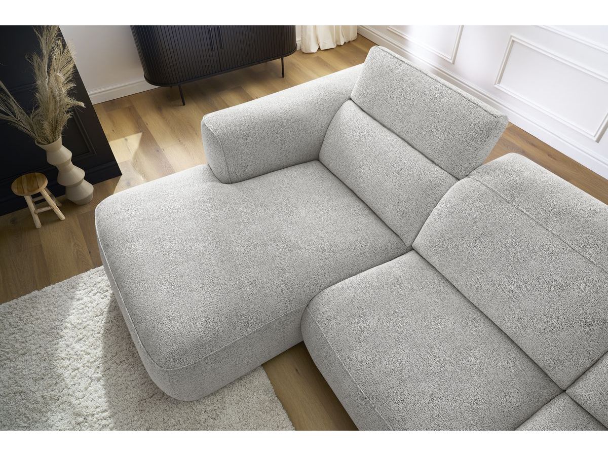 Bobochic William Ecksofa Melange-Stoff Weiß Ecke links