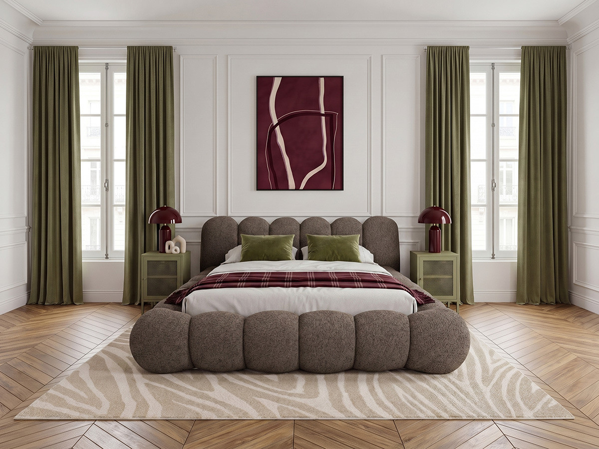 Bobochic Bobby Polsterbett Melange-Stoff Braun, Liegefläche 180 × 200 cm