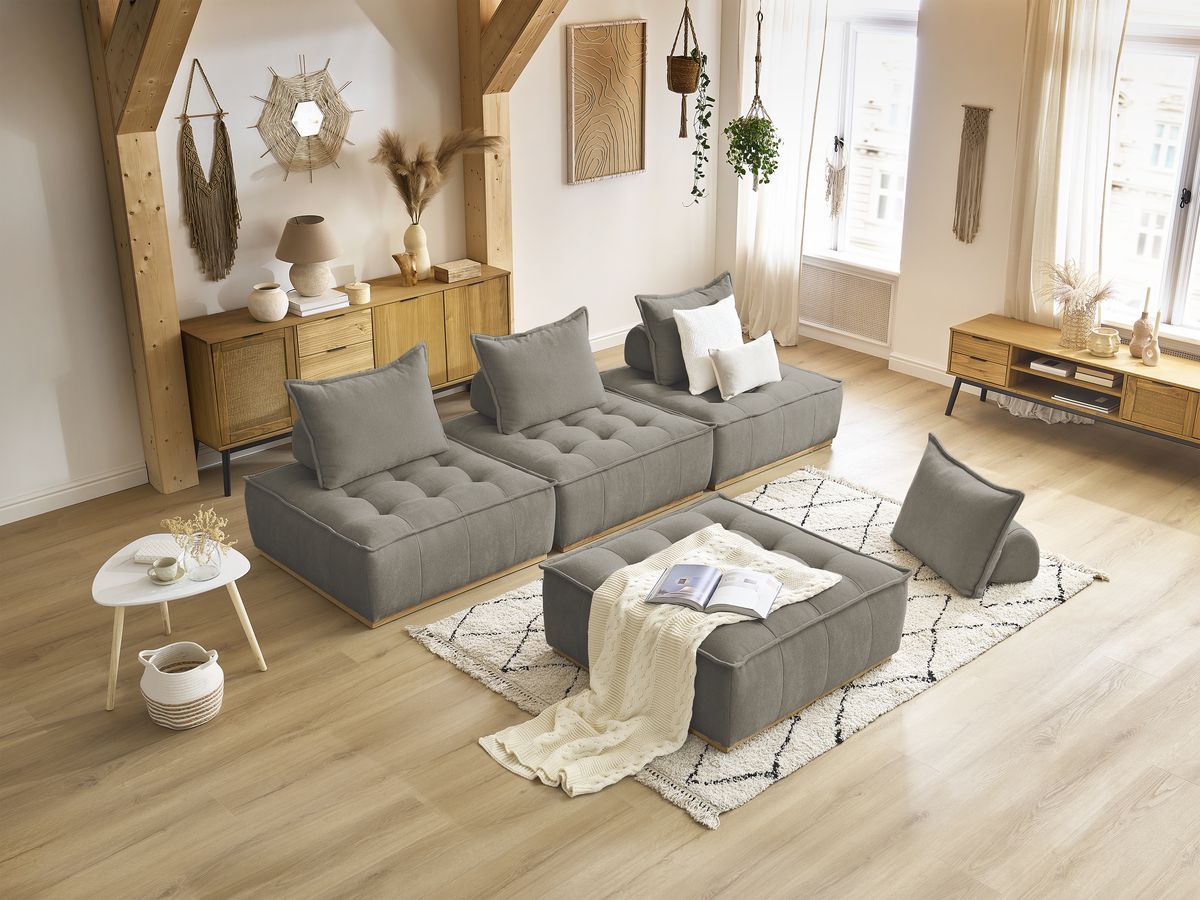 Bobochic Elisa Sofa 4-Sitzer Strukturstoff Taupe