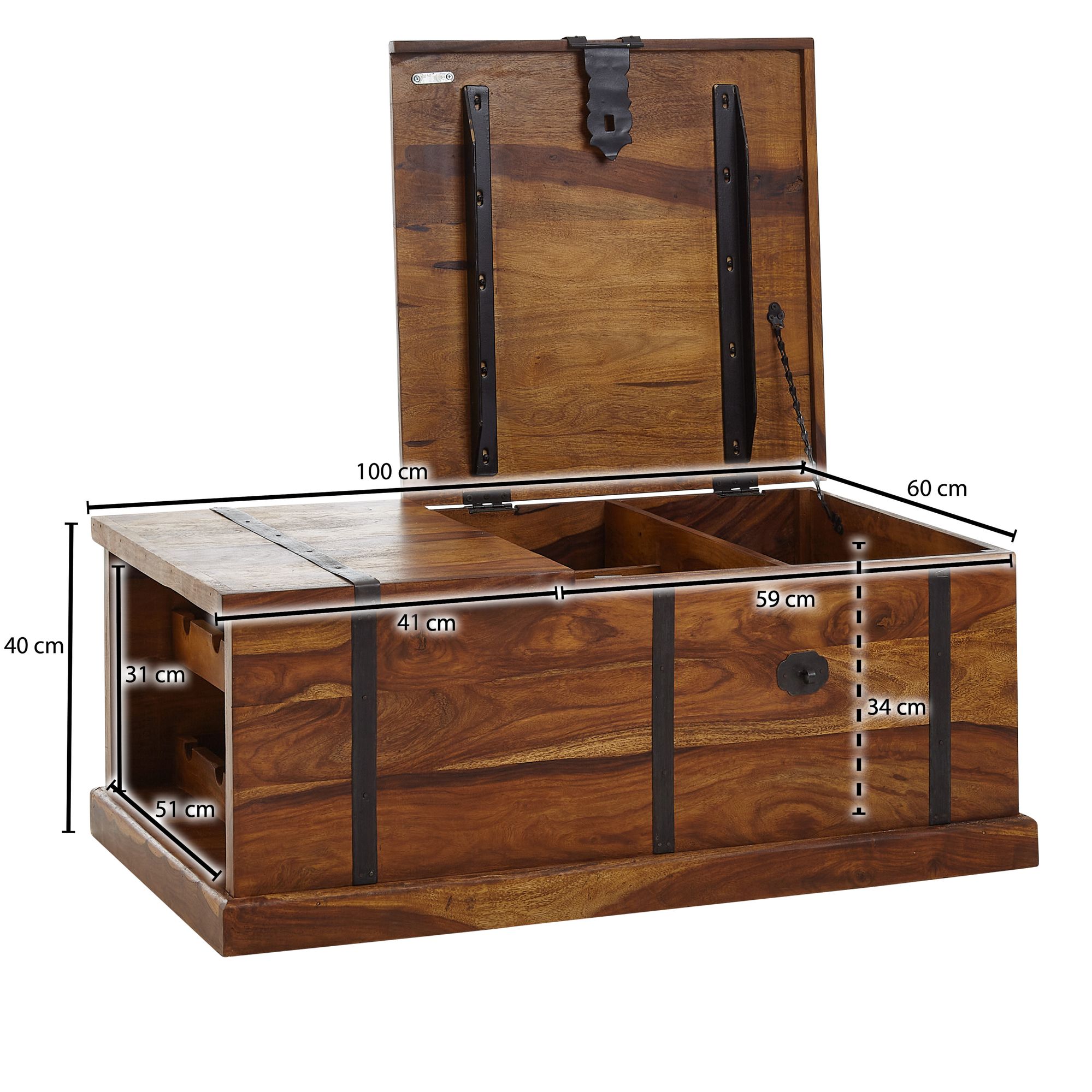 Couchtisch Sandfell Sheesham Massivholz 100 × 60 × 40 cm