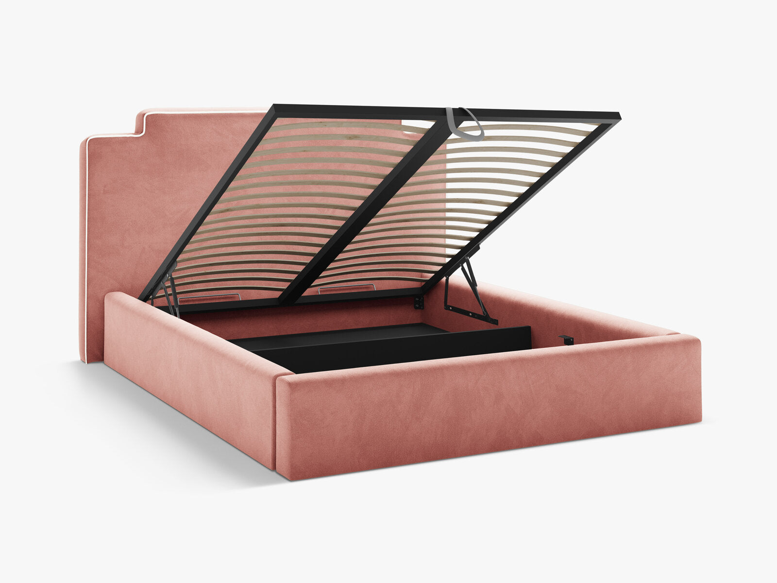 Micadoni Princess Samtbett mit Bettkasten und Kopfteil Samt Magic Velvet Elfenbein / Rosa 140x200