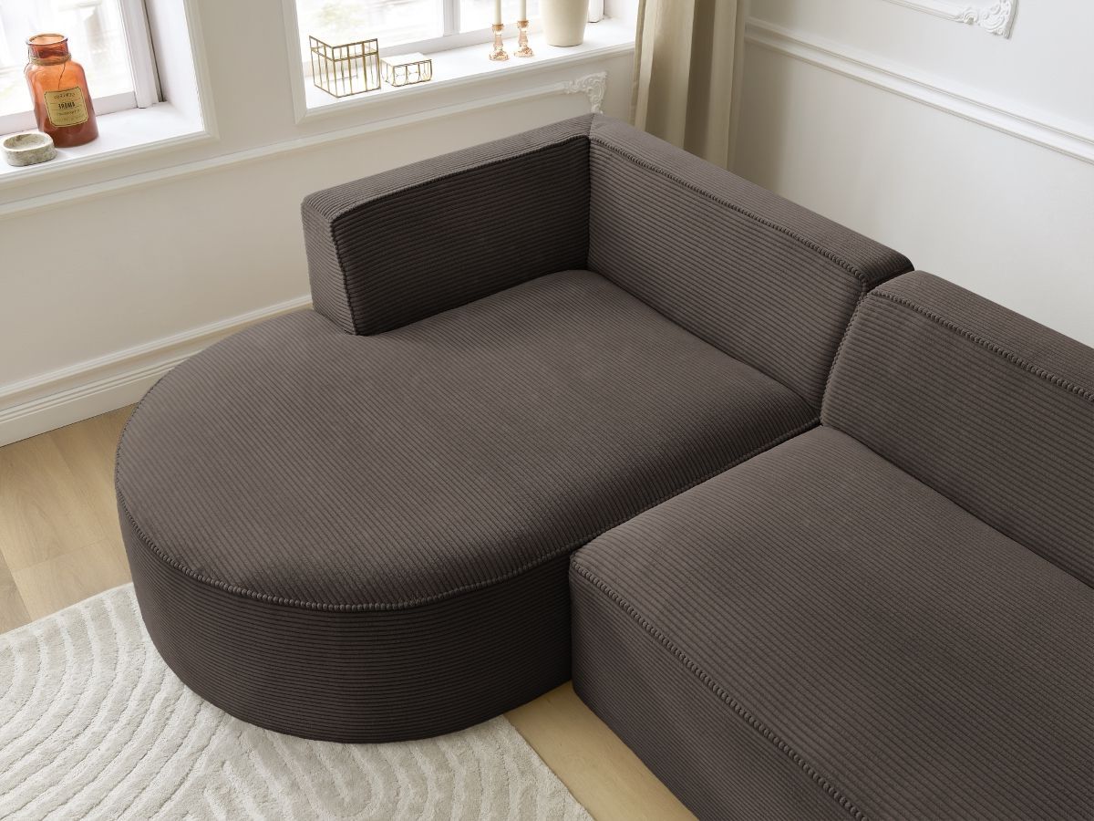 Bobochic Rousseau Ecksofa Cordsamt Braun Ecke links