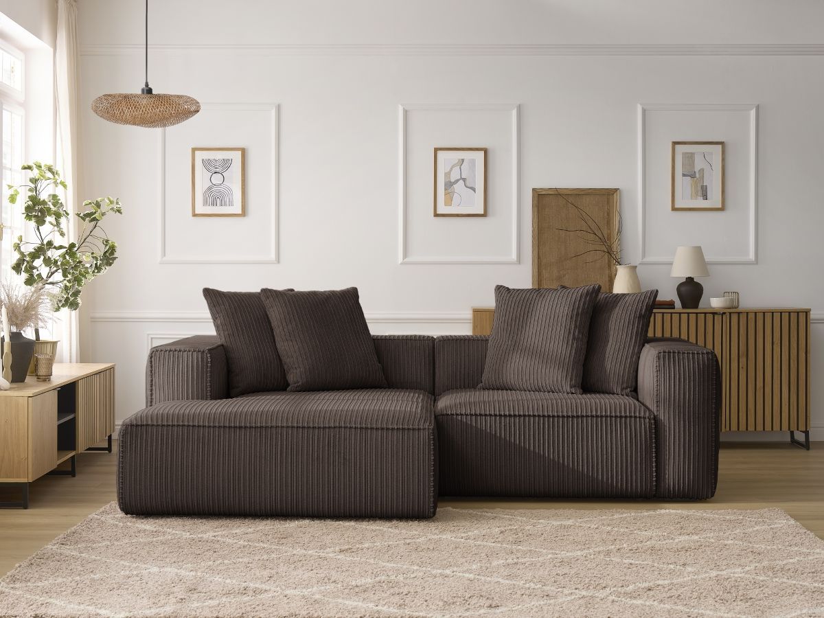 Bobochic Nina Ecksofa Cordsamt Braun Ecke links