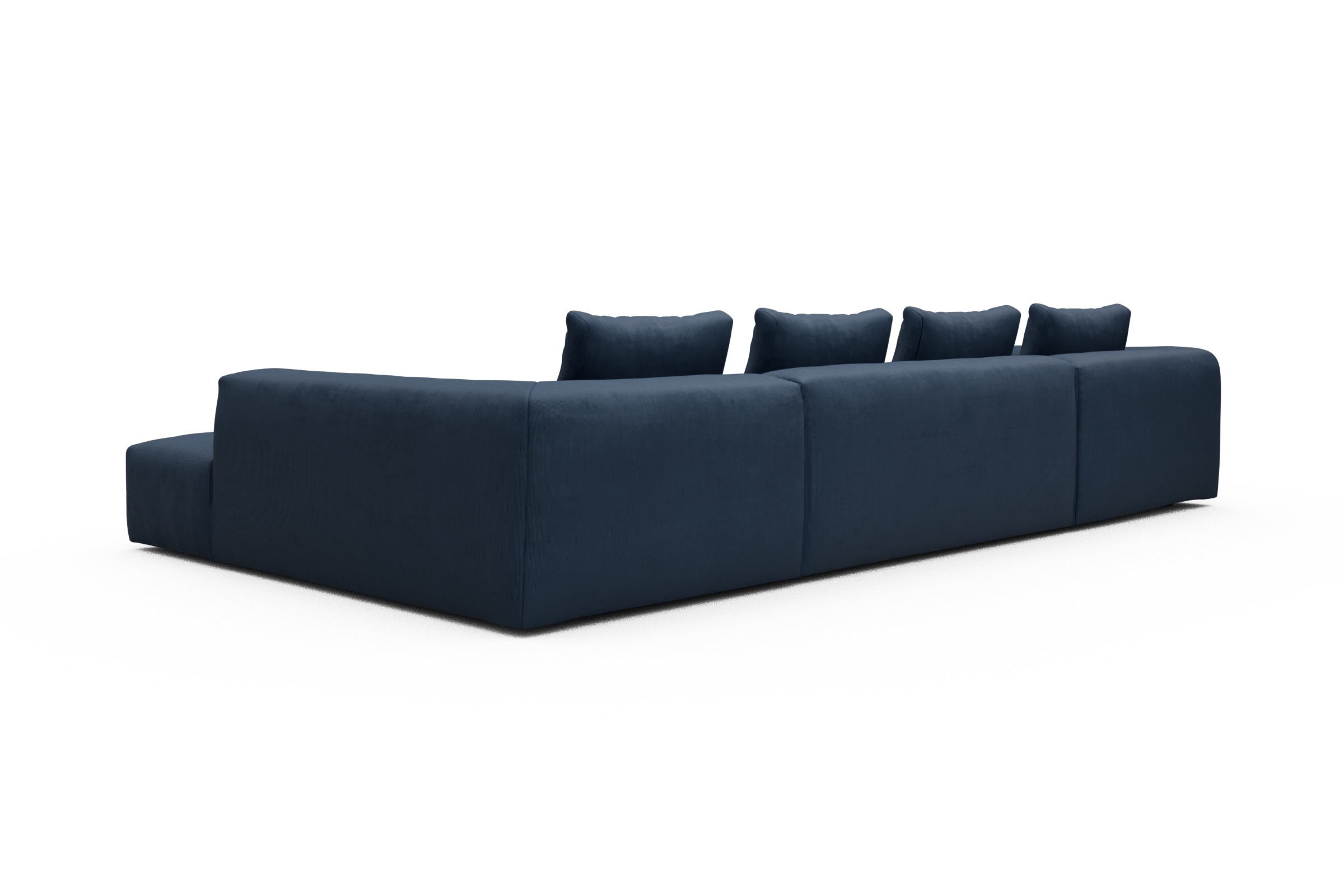 Wohnlandschaft Fred Relax-Ecke rechts mit 2-Sitzer und Chaiselongue links Cordufine-Royal-Blue