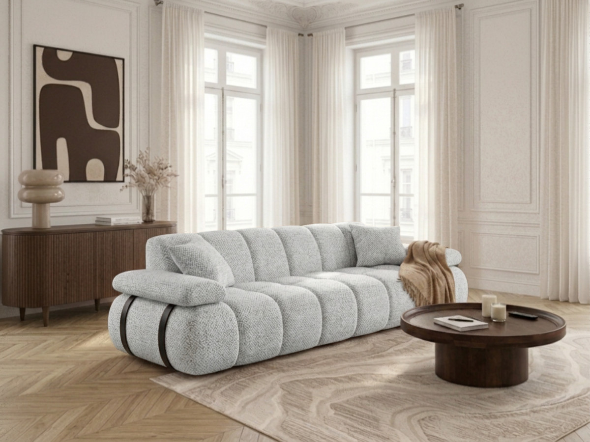Bobochic Rivoli Sofa 4-Sitzer Melange-Stoff Grau