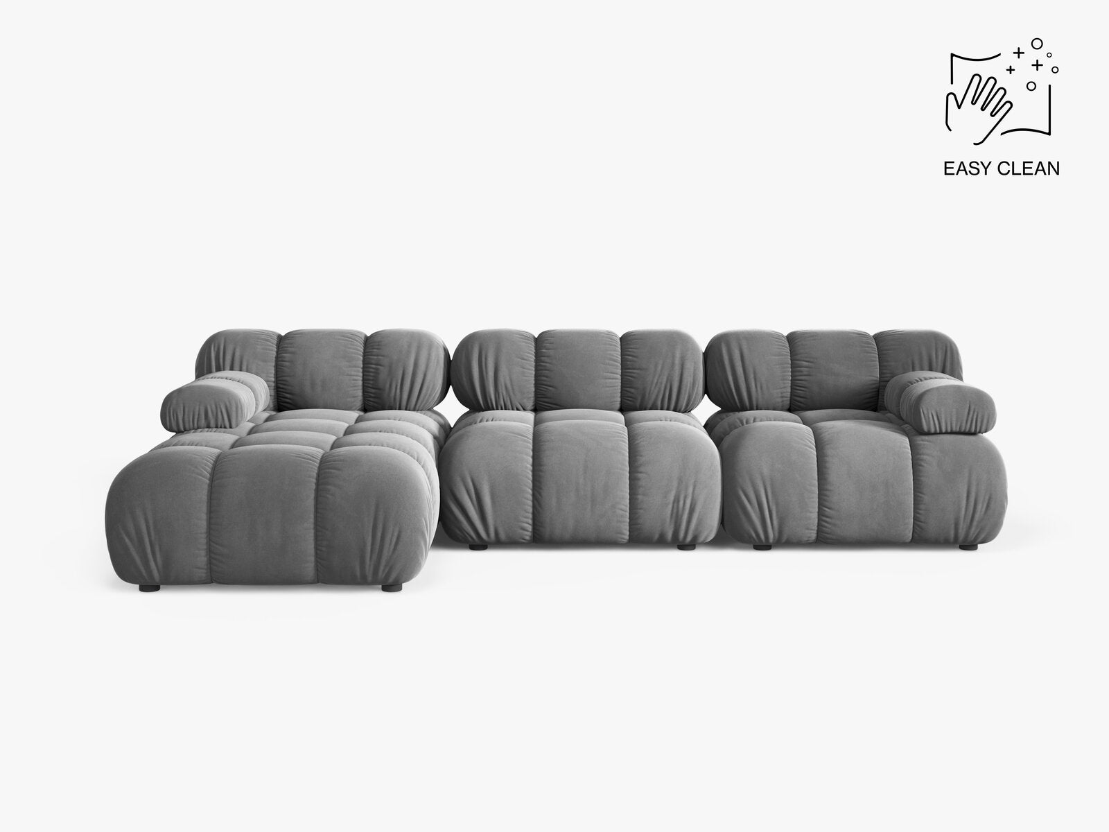 Micadoni Modulares Ecksofa Bellis 4-Sitzer Links Samt Venus Hellgrau
