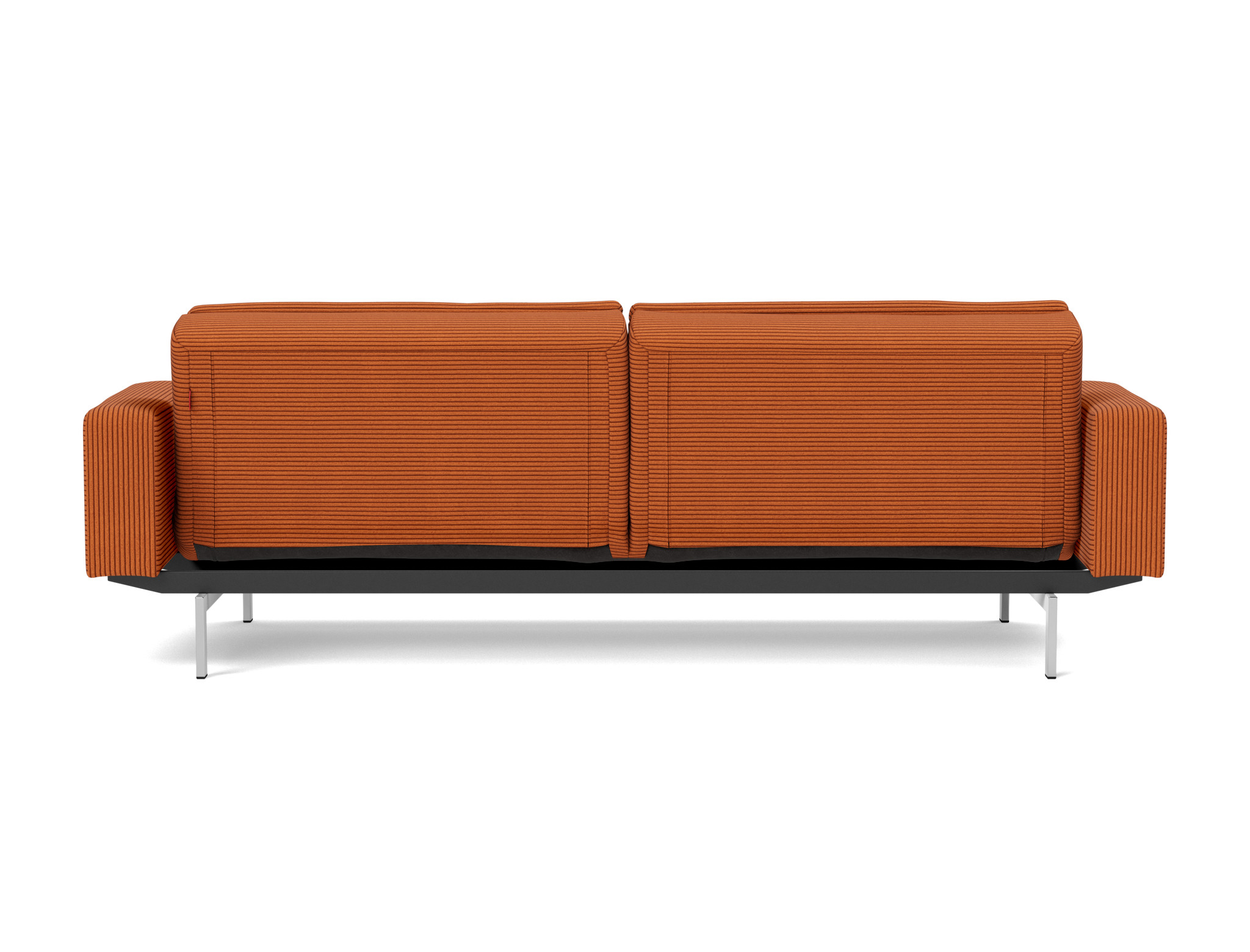 Schlafsofa Dublexo mit Armlehnen Kord Corduroy 595-Burnt-Orange Beine Chrom