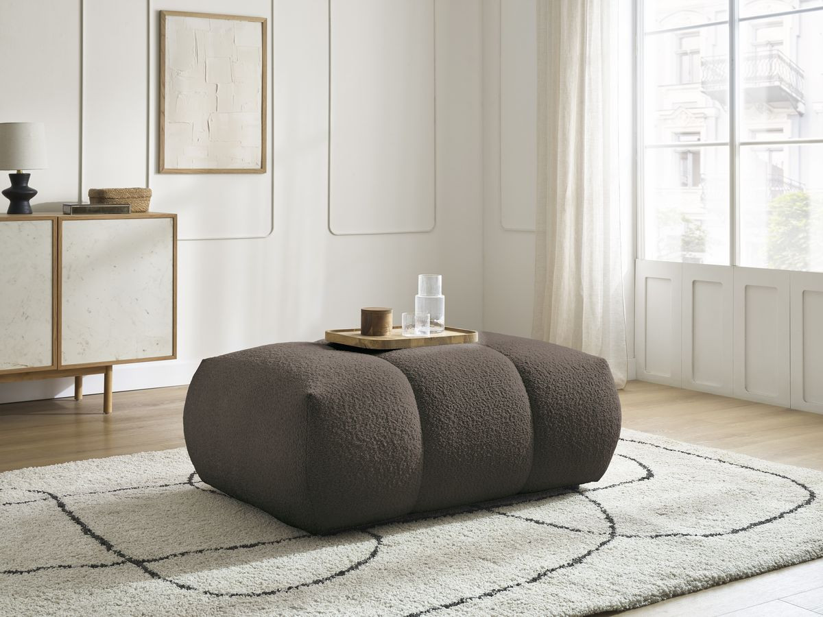 Bobochic Fuji Pouf Bouclé-Stoff Braun