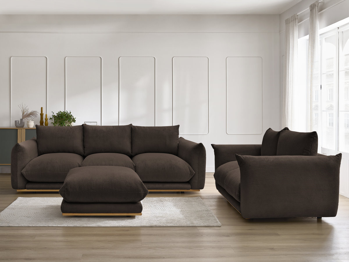 Bobochic Ernest Sofa 5-Sitzer mit Pouf Cordsamt Braun