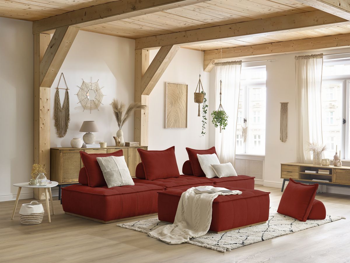 Bobochic Elisa Sofa 4-Sitzer Strukturstoff Orange