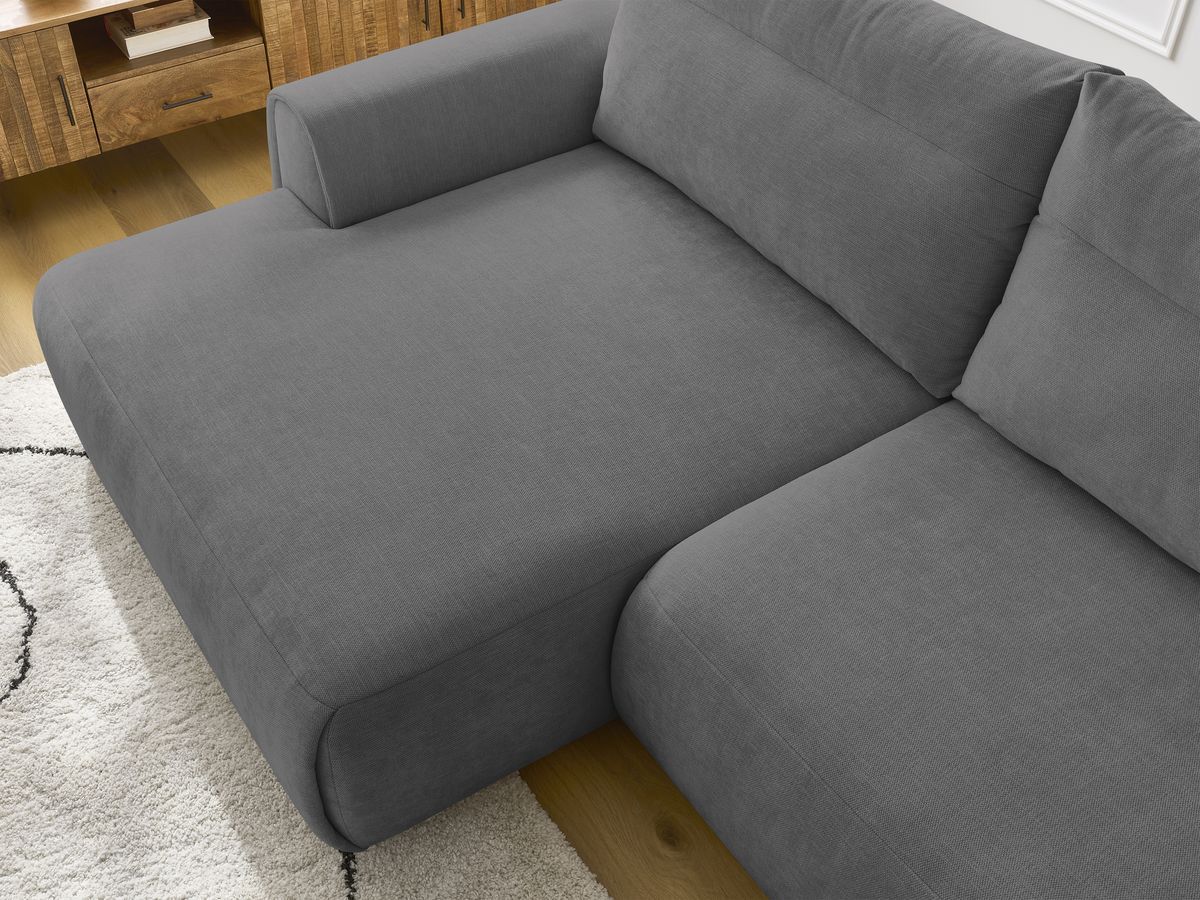 Bobochic Aden Ecksofa 293 × 152 cm Stoff Dunkelgrau Ecke links