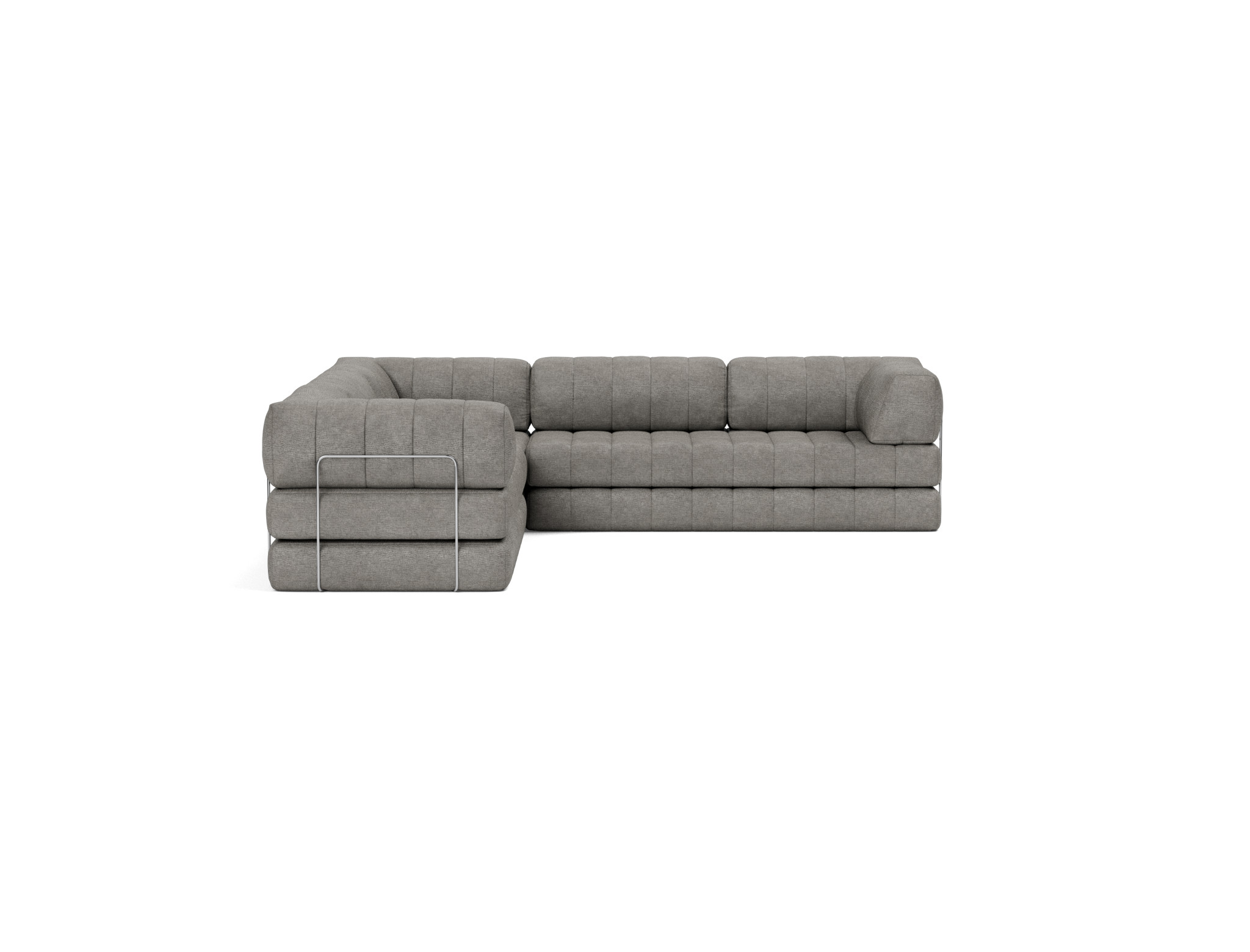 Eck-Schlafsofa CozyPad mit Armlehnen Flachgewebe Avella 282-Warm-Grey