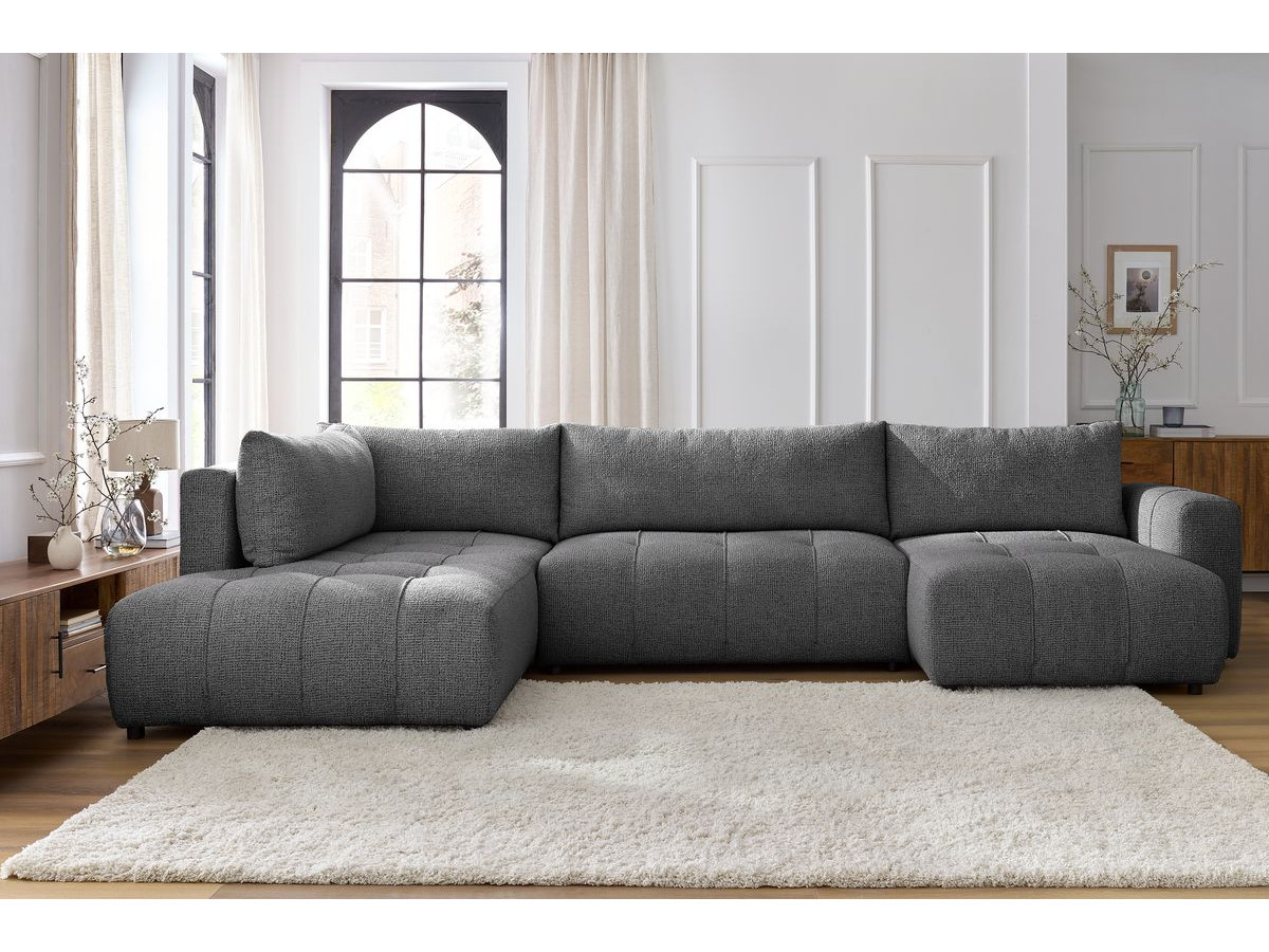 Bobochic Arsene Wohnlandschaft Melange-Stoff Dunkelgrau Ecke rechts