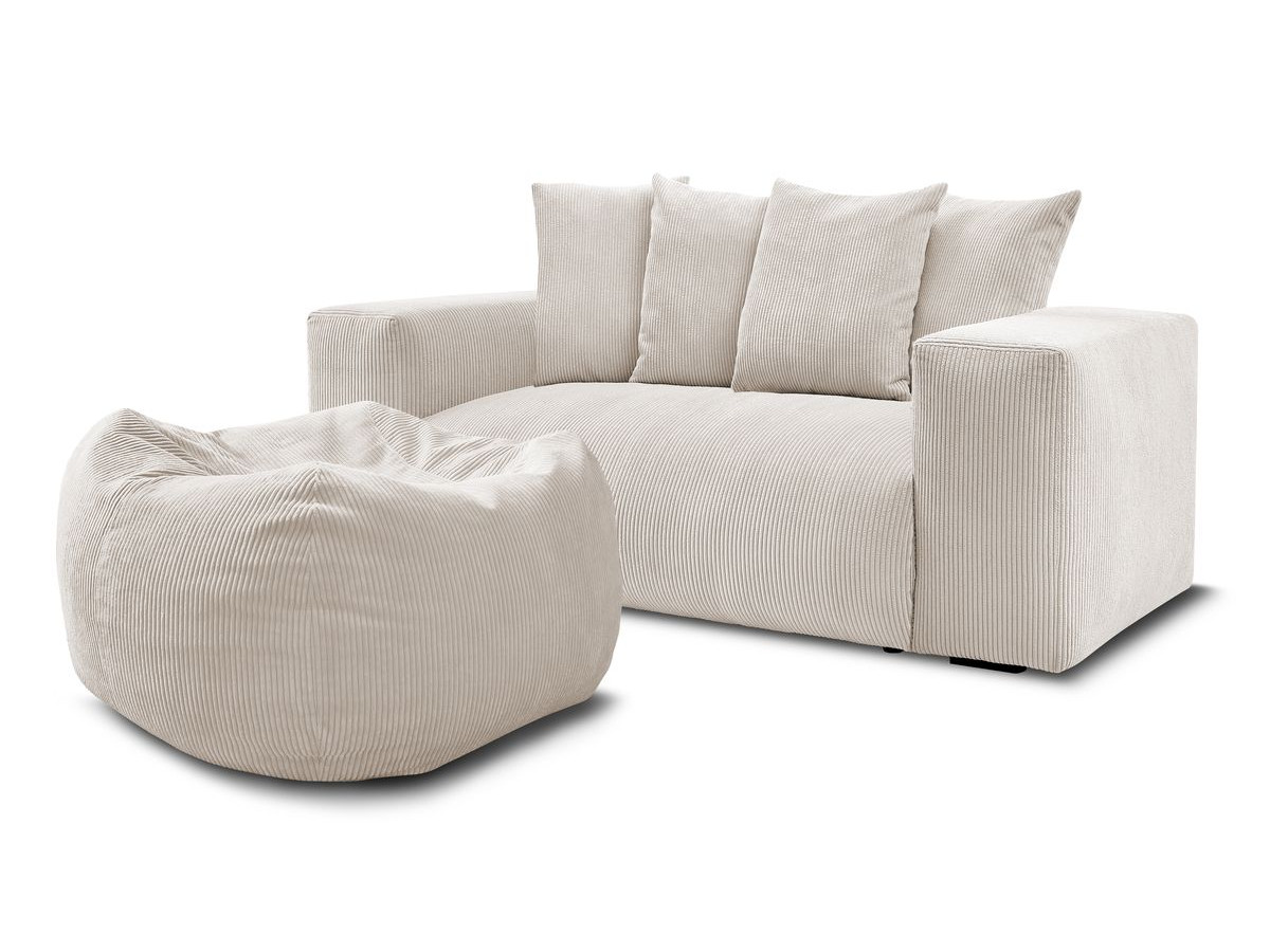Bobochic Voltaire Sofa 2-Sitzer mit Pouf