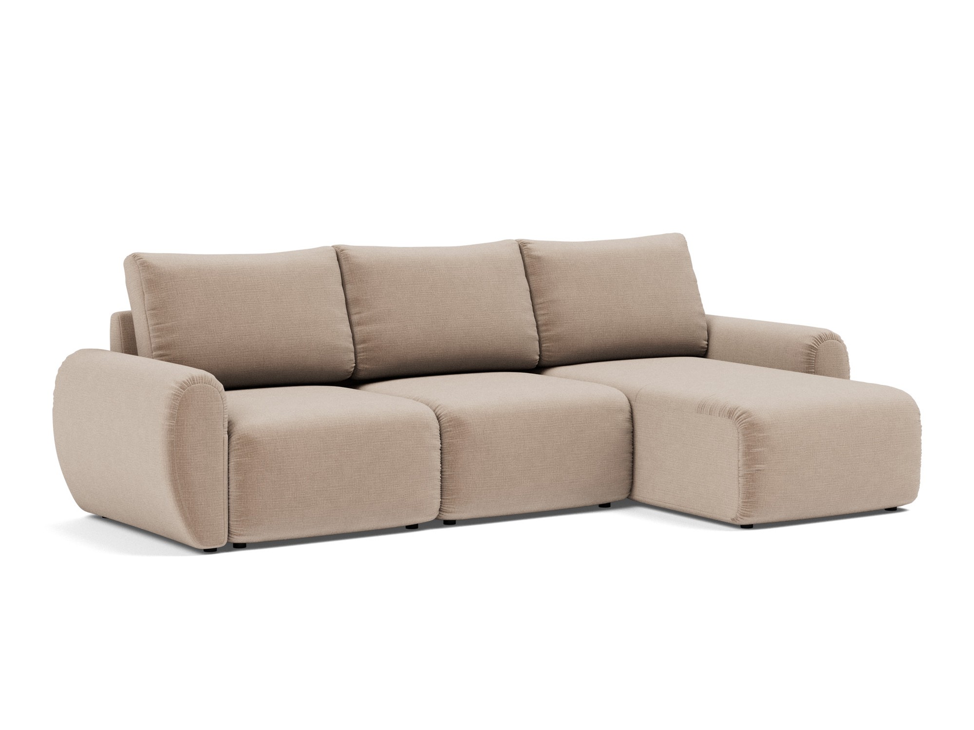 Schlafsofa Norum mit Chaiselongue und Curve-Armlehnen Chenille Esina 417-Mocha
