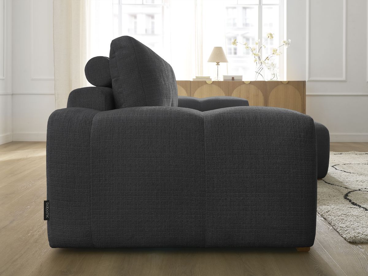 Bobochic Anakin Ecksofa, 2 Kissen Strukturstoff Schwarz