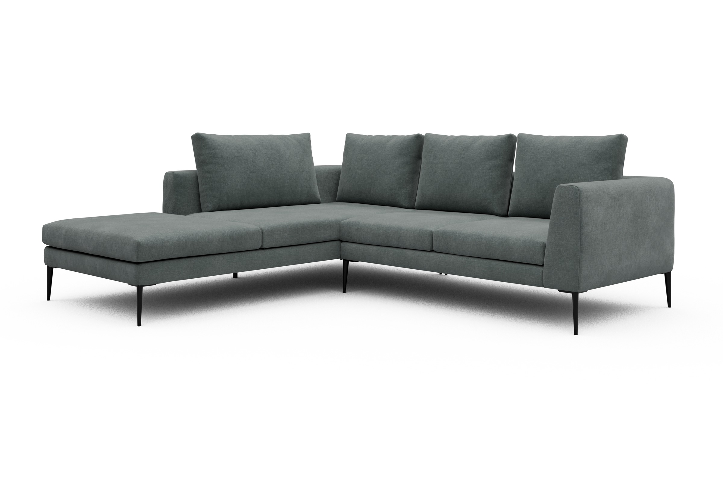 Ecksofa Paul Relax-Ecke links mit 2-Sitzer Smooth-Silver-Grey