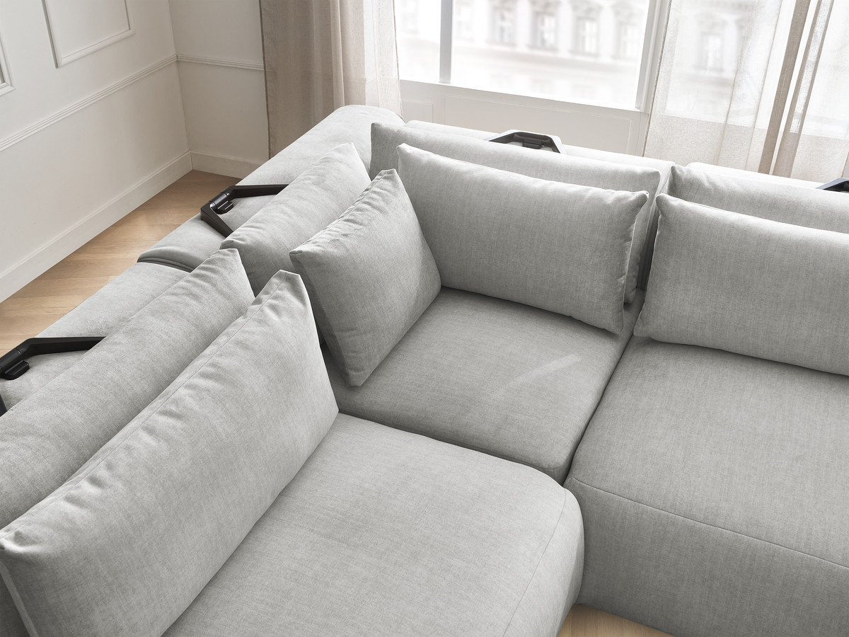 Bobochic Jana Ecksofa Samt Hellgrau