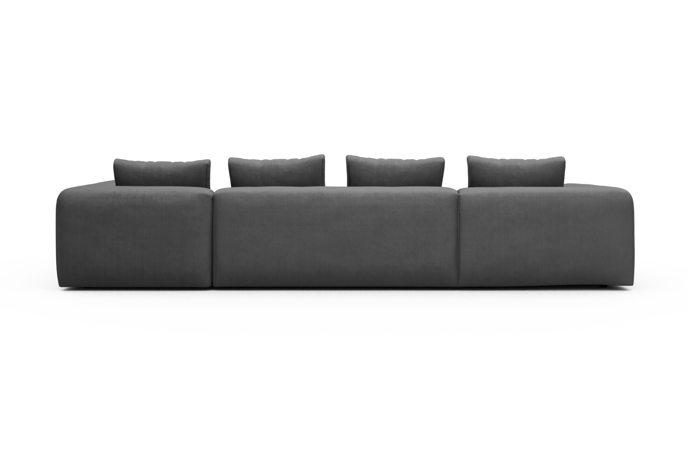 Wohnlandschaft Fred Chaiselongue links mit 2-Sitzer und lange Armlehne rechts Cordufine-Grey
