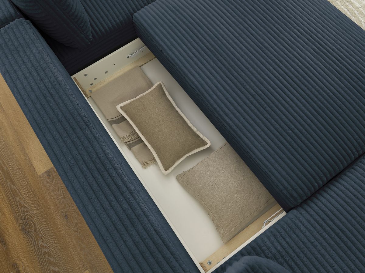 Bobochic Lucien Wohnlandschaft Breitcord weich Dunkelblau Ecke links