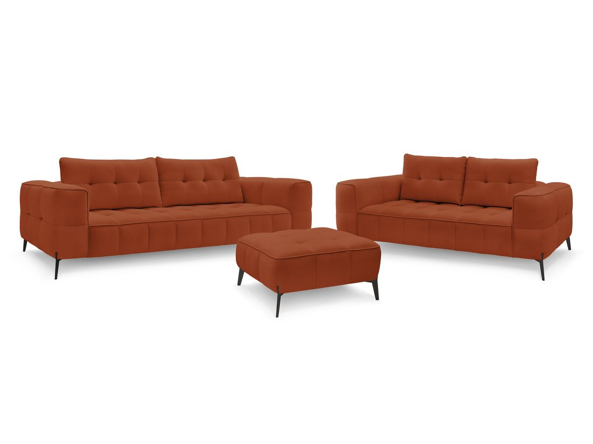 Bobochic Anis Sofa-Set 3- und 2-Sitzer mit Pouf Strukturstoff Orange