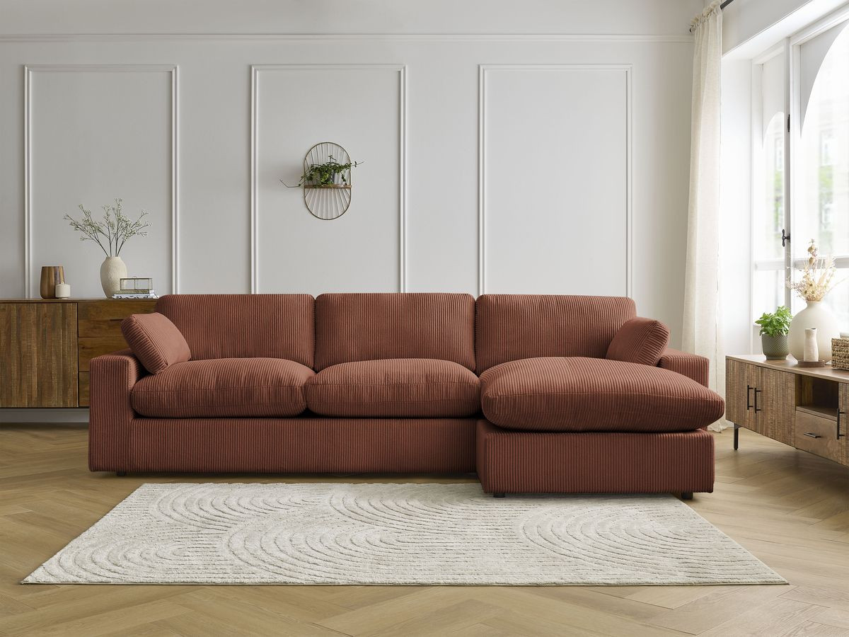 Bobochic Belair Ecksofa 280 × 139 cm Cordsamt Orange
