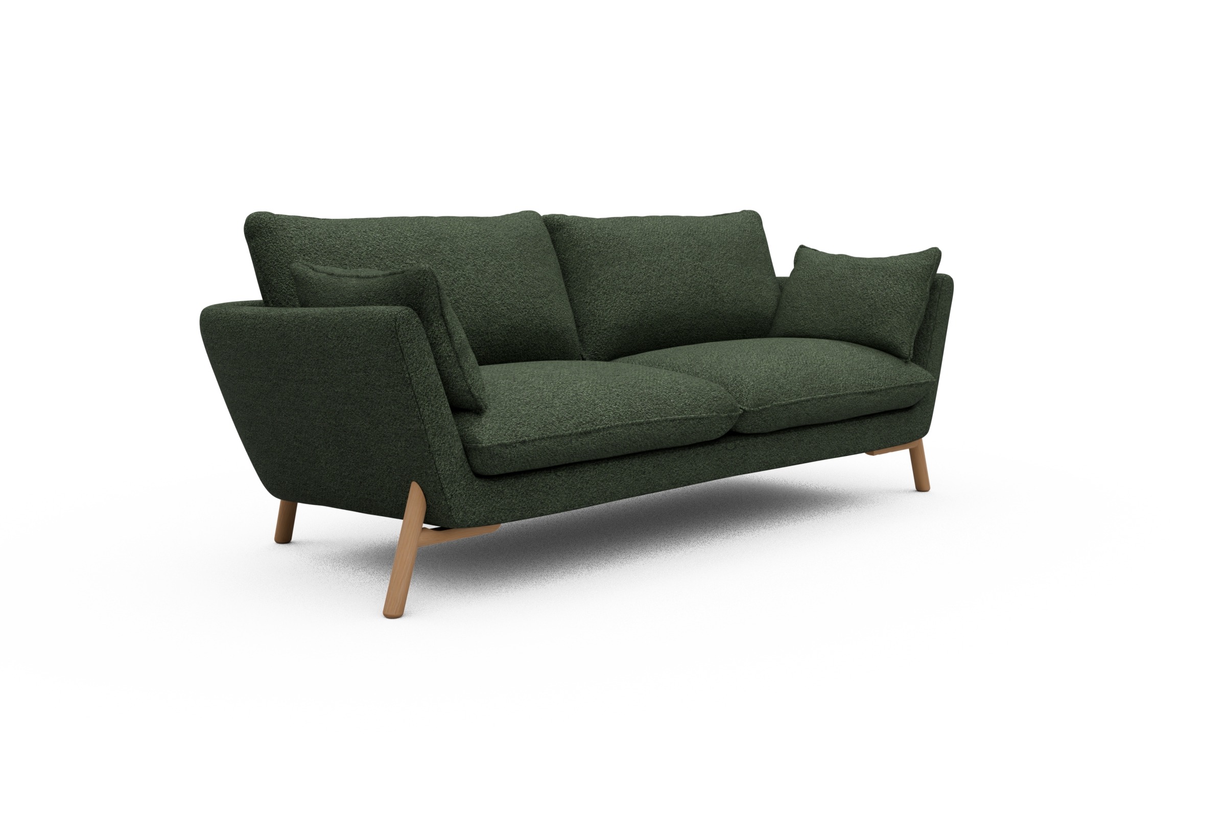 Sofa Emil 3-Sitzer Beinfarbe Eiche Natur Vanora-Deep-Green