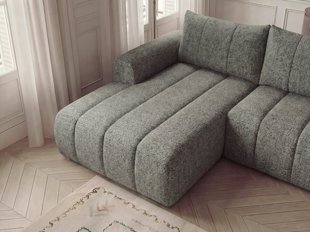 Bobochic Nesty Ecksofa 272 cm mit Pouf Melange-Stoff Dunkelgrau Ecke links