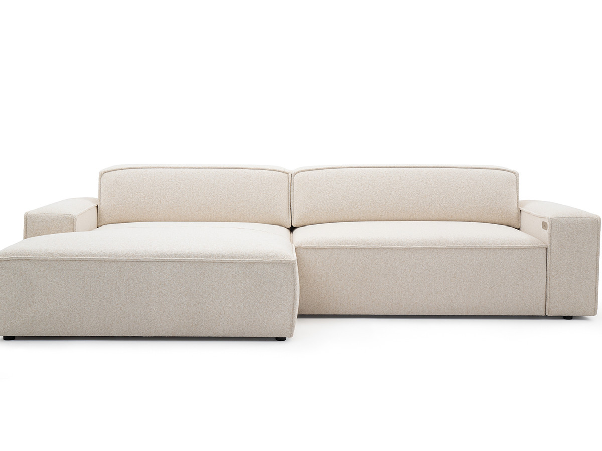 Bobochic Abel Ecksofa mit Schlaffunktion Melange-Stoff Beige Ecke links