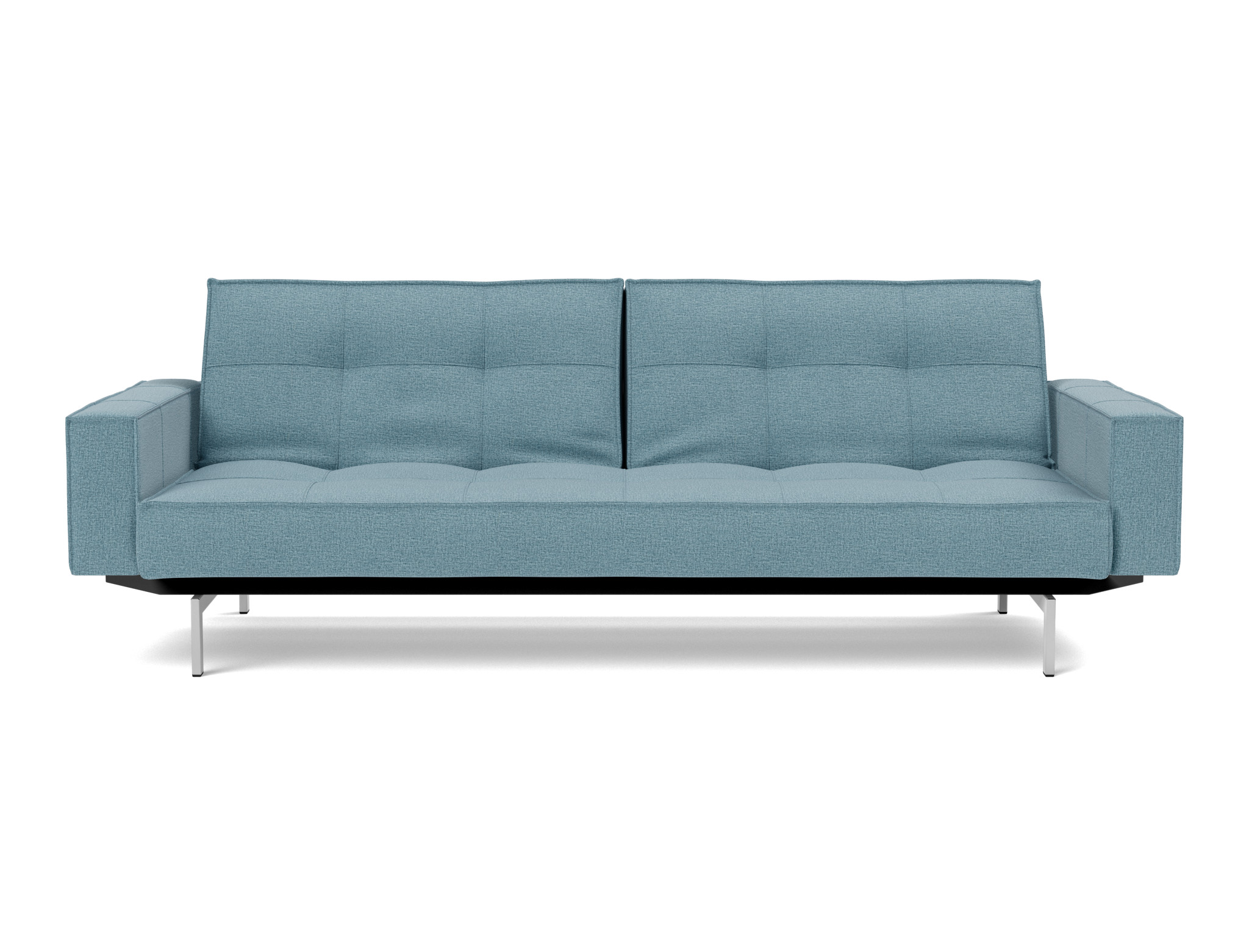 Schlafsofa Splitback mit Armlehnen Flachgewebe Mixed Dance 525-Light-Blue Beine Chrom
