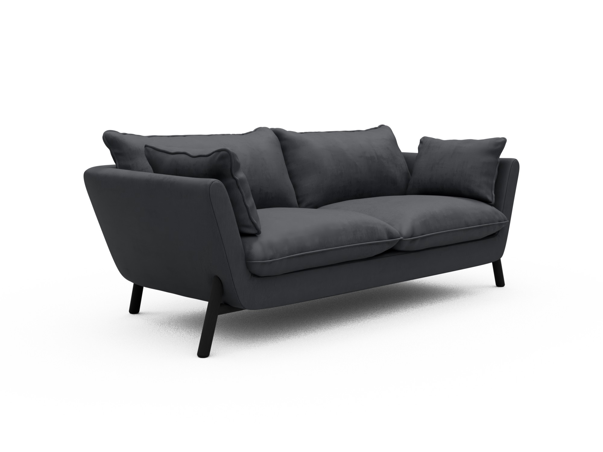 Skandi Home Sofa Emil Soft 2-Sitzer Beinfarbe Eiche Schwarz Cordufine-Slate-Grey moebelfaktor